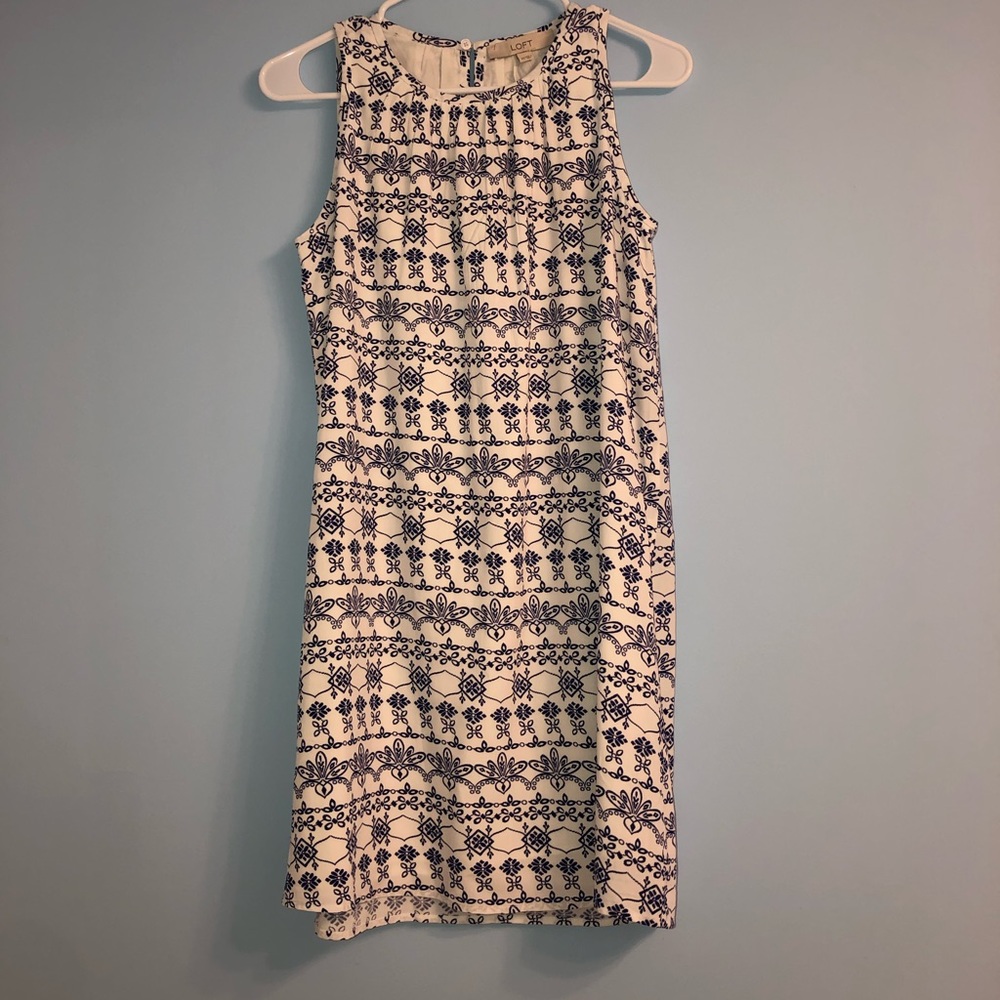 White Dress With Blue Paisley Designs
